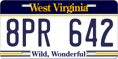 WV license plate 8PR642