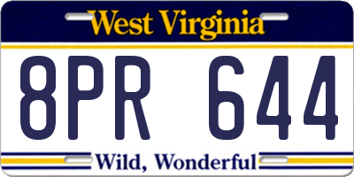 WV license plate 8PR644