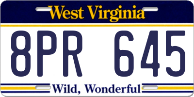 WV license plate 8PR645