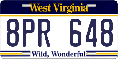 WV license plate 8PR648