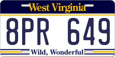 WV license plate 8PR649