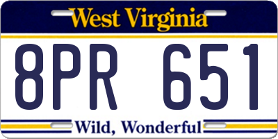 WV license plate 8PR651
