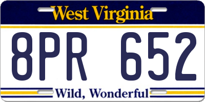 WV license plate 8PR652