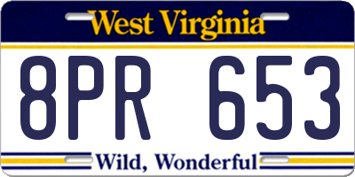 WV license plate 8PR653