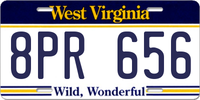 WV license plate 8PR656