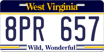 WV license plate 8PR657