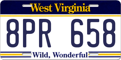 WV license plate 8PR658
