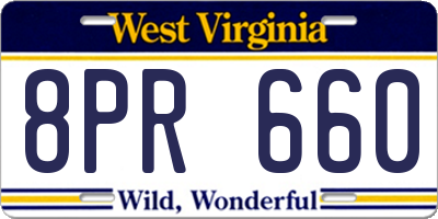 WV license plate 8PR660