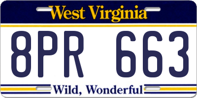 WV license plate 8PR663