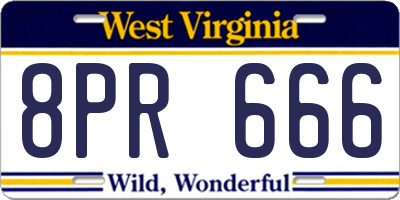 WV license plate 8PR666