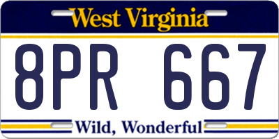 WV license plate 8PR667