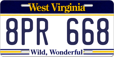WV license plate 8PR668
