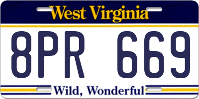 WV license plate 8PR669