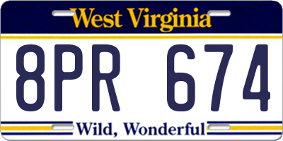 WV license plate 8PR674