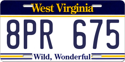 WV license plate 8PR675