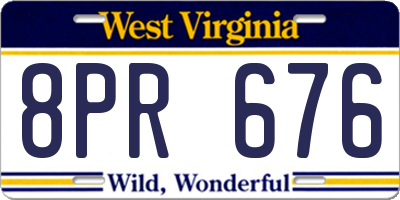 WV license plate 8PR676