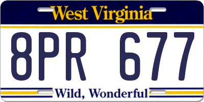 WV license plate 8PR677