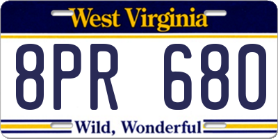 WV license plate 8PR680