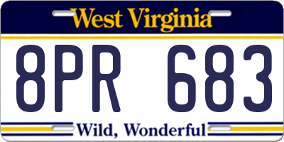 WV license plate 8PR683