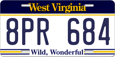 WV license plate 8PR684