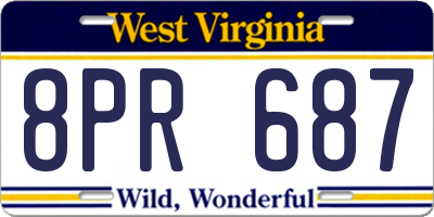 WV license plate 8PR687