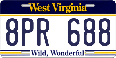 WV license plate 8PR688