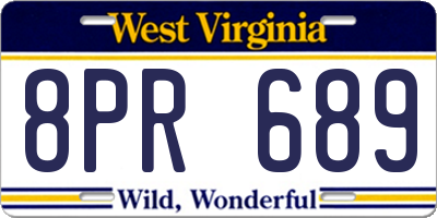 WV license plate 8PR689