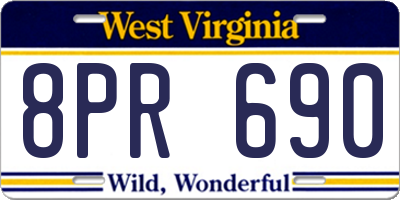 WV license plate 8PR690