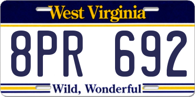WV license plate 8PR692
