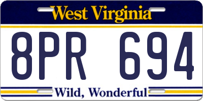 WV license plate 8PR694