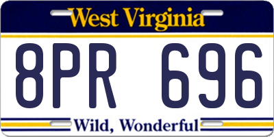 WV license plate 8PR696