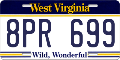 WV license plate 8PR699