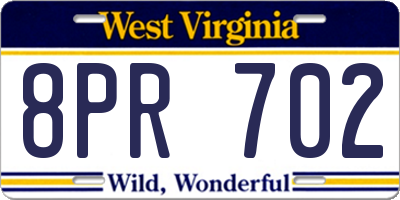 WV license plate 8PR702
