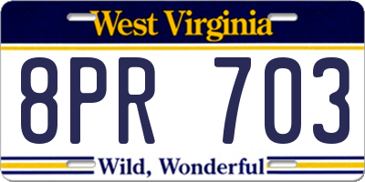 WV license plate 8PR703
