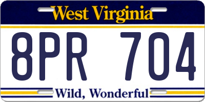 WV license plate 8PR704