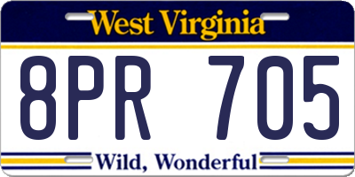 WV license plate 8PR705