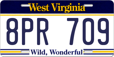WV license plate 8PR709