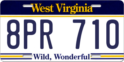 WV license plate 8PR710