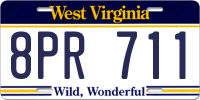 WV license plate 8PR711