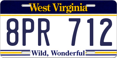WV license plate 8PR712
