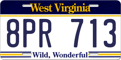 WV license plate 8PR713