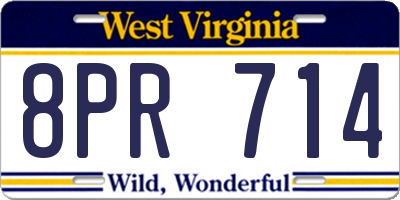 WV license plate 8PR714