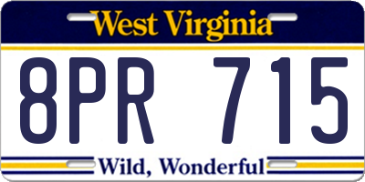 WV license plate 8PR715