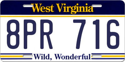 WV license plate 8PR716