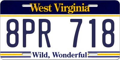 WV license plate 8PR718