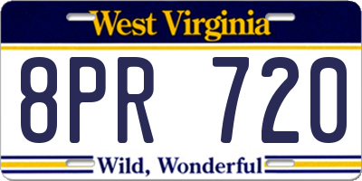 WV license plate 8PR720