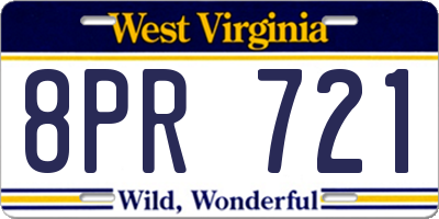 WV license plate 8PR721