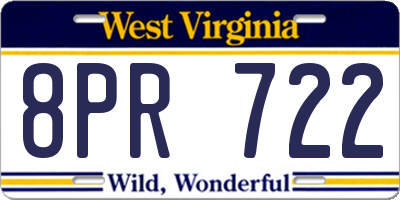 WV license plate 8PR722