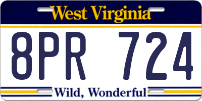 WV license plate 8PR724