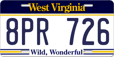 WV license plate 8PR726